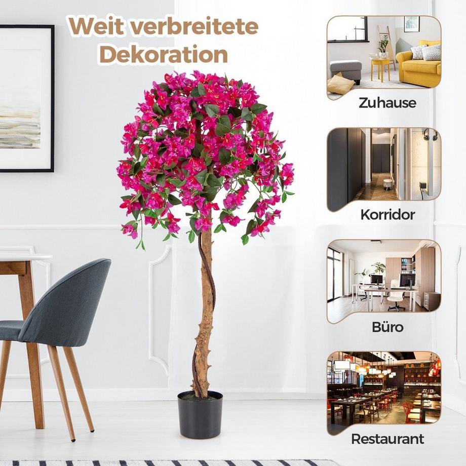 Northix  135 cm Kunstbaum mit Blüten Kunstpflanze im Topf Künstlicher Baum mit Azalee-Blumen 
