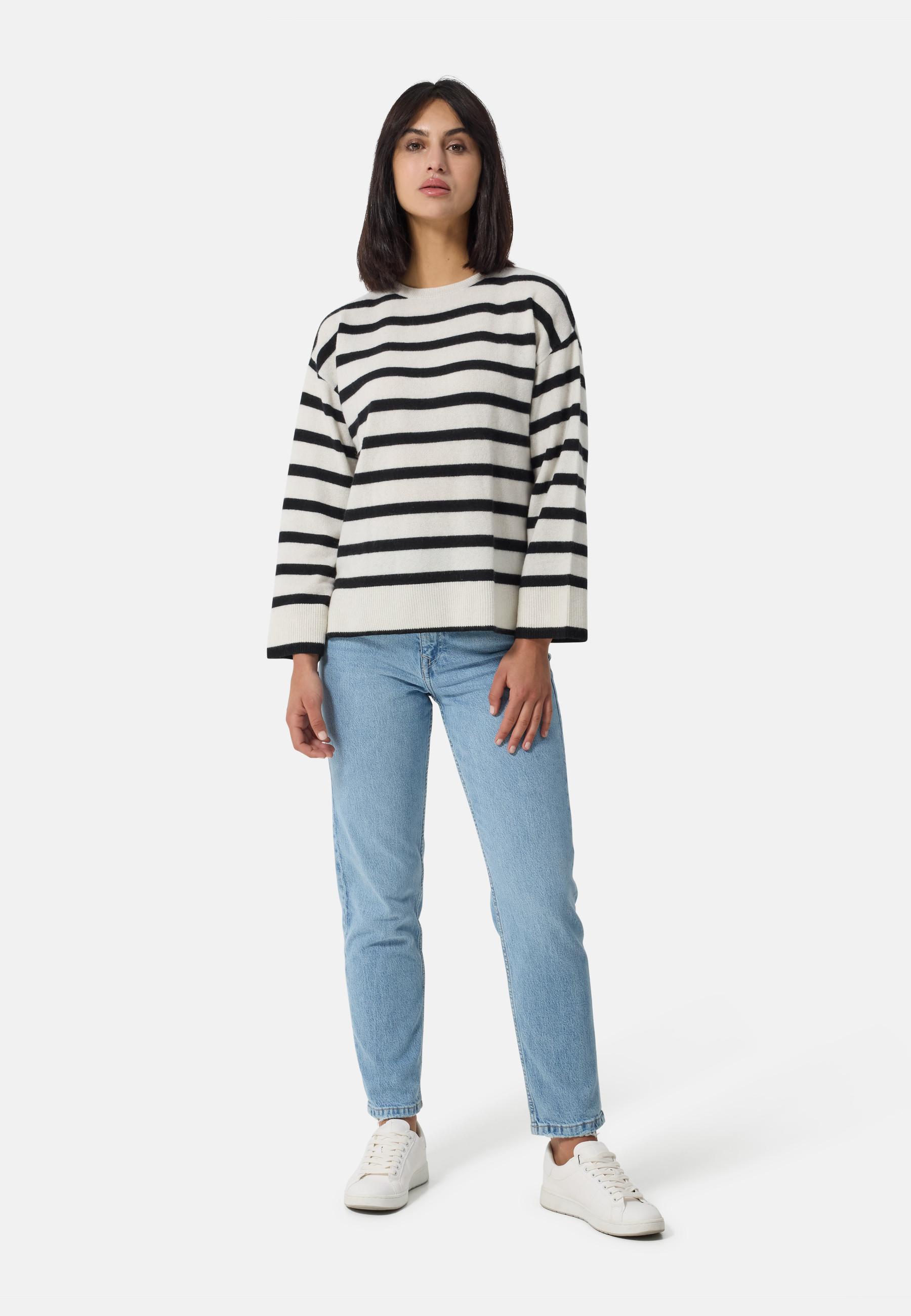 CASH-MERE.CH Pullover in cashmere girocollo a righe  