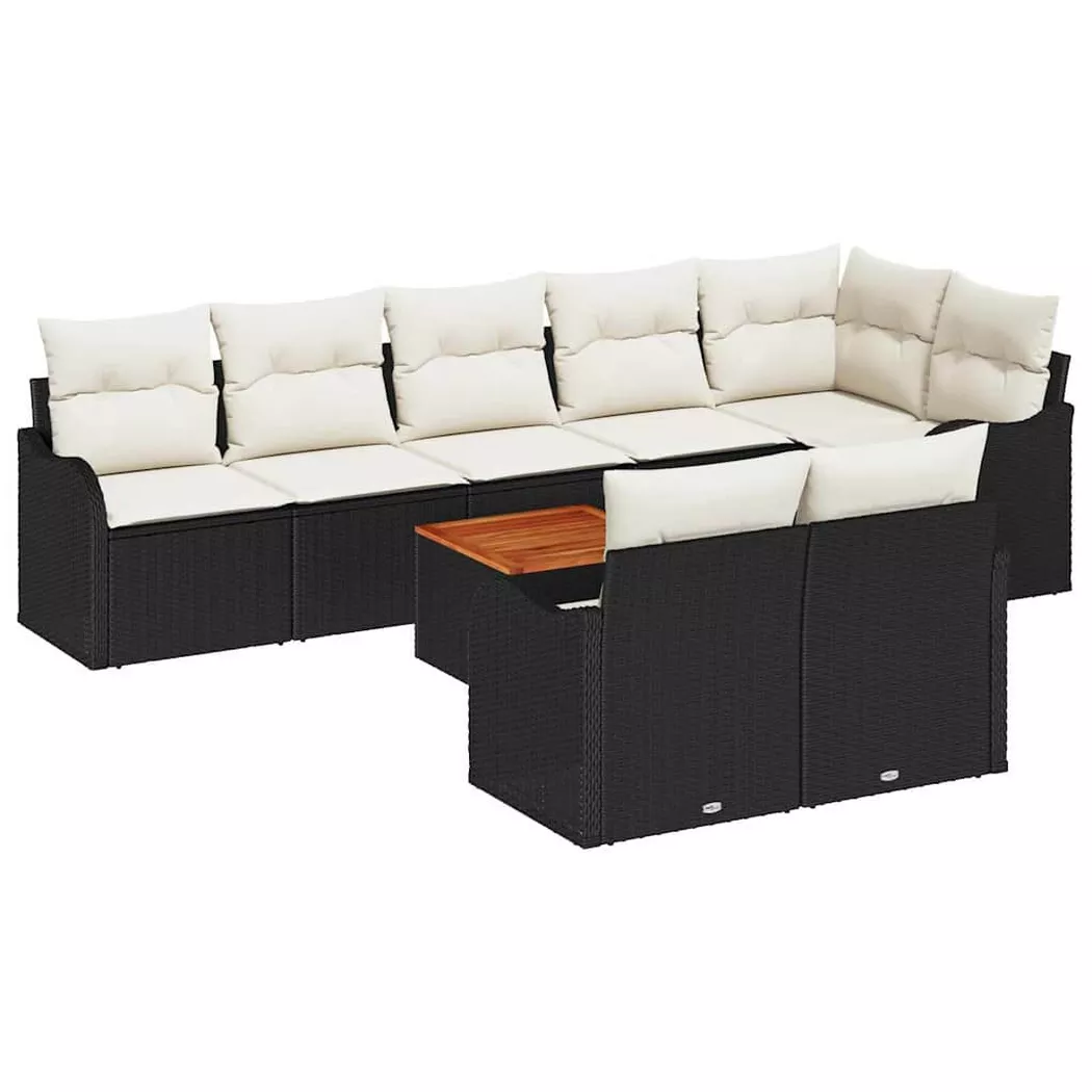 vidaXL Gartensofa-set 9 stk. Schwarz Poly-Rattan