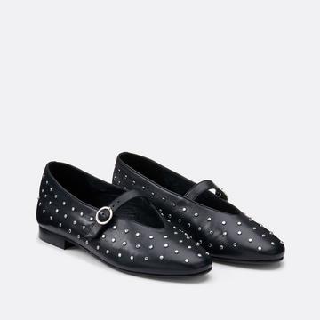 Ballerina aus Leder mit Nieten