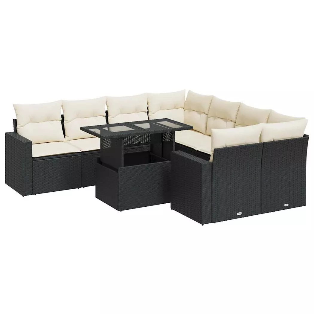 VidaXL - Gartensofa set poly-rattan, One Size, Schwarz