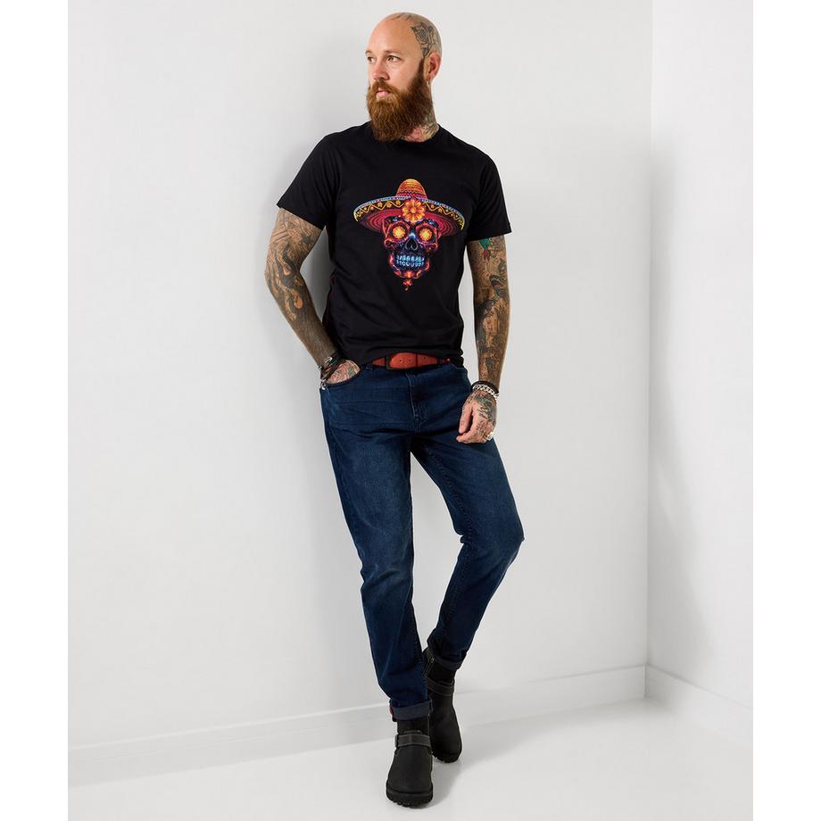 Joe Browns T-Shirt mit Totenkopfmotiv und Leuchteffekten  