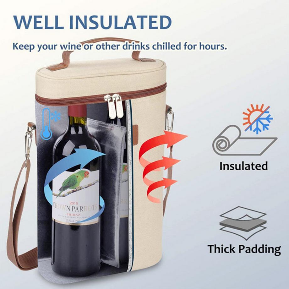 Intirilife Borsa da trasporto Wine Cooler per vino, Champagne, Raffreddatore di bevande  