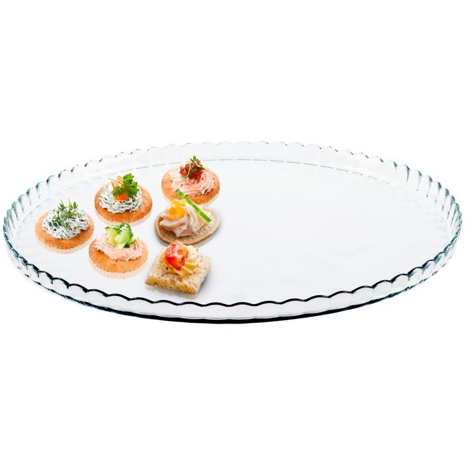 Orion  Grande assiette en verre aux bords décorés pour le service 