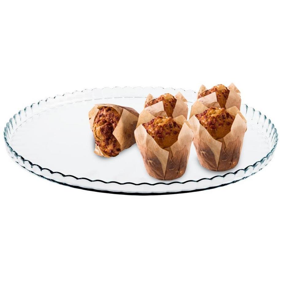 Orion  Grande assiette en verre aux bords décorés pour le service 