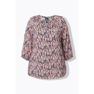 Ulla Popken Bluse Federn Tunika-Ausschnitt 3/4-Arm  