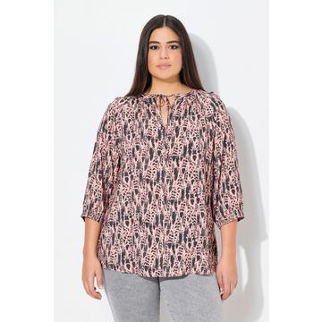 Bluse, Federn, Tunika-Ausschnitt, 3/4-Arm