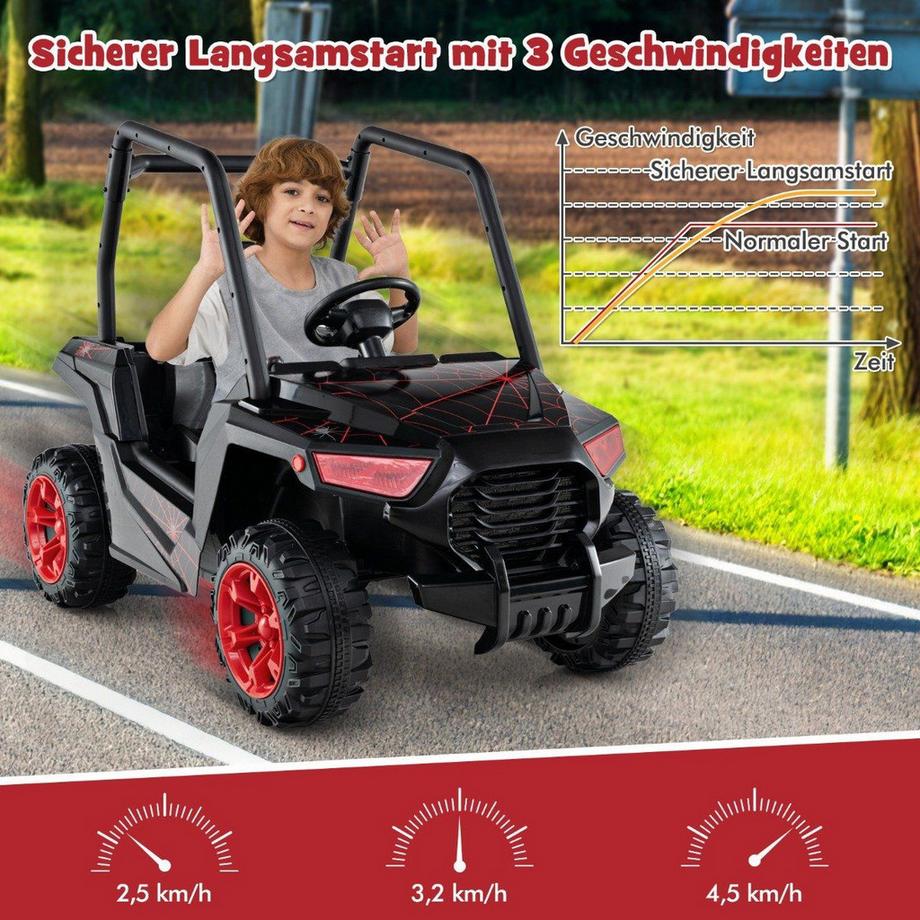 B2X  Kinder Elektroauto mit 2,4G Fernsteuerung 24V Elektrofahrzeuge UTV für Kinder ab 3 Jahre Schwarz 