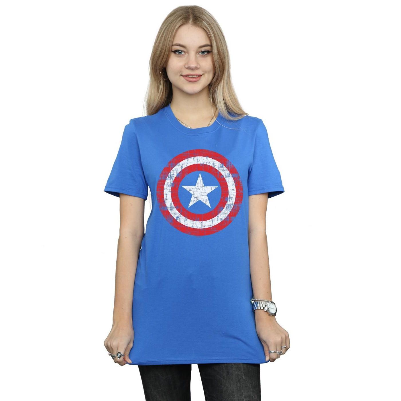 MARVEL  Tshirt AVENGERS CAPTAIN AMERICA SCRATCHED SHIELD 