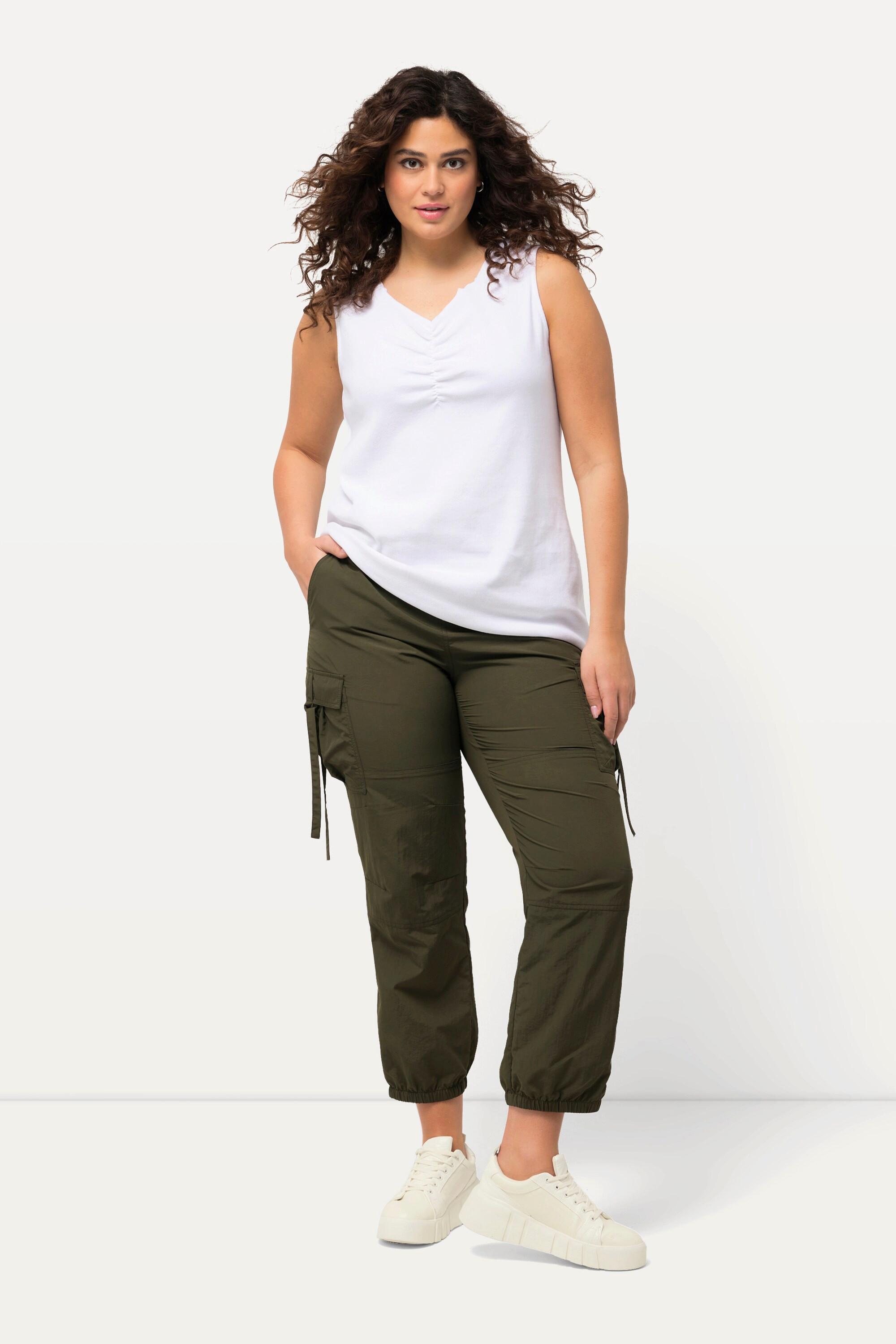 Ulla Popken  Pantalon cargo style militaire, avec taille élastique et cordon 