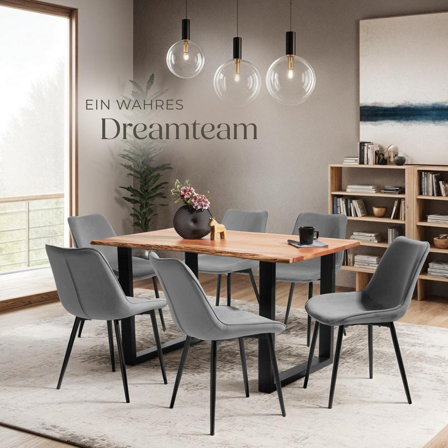 Tectake Set di sedie Monroe  imbottite, effetto velluto  