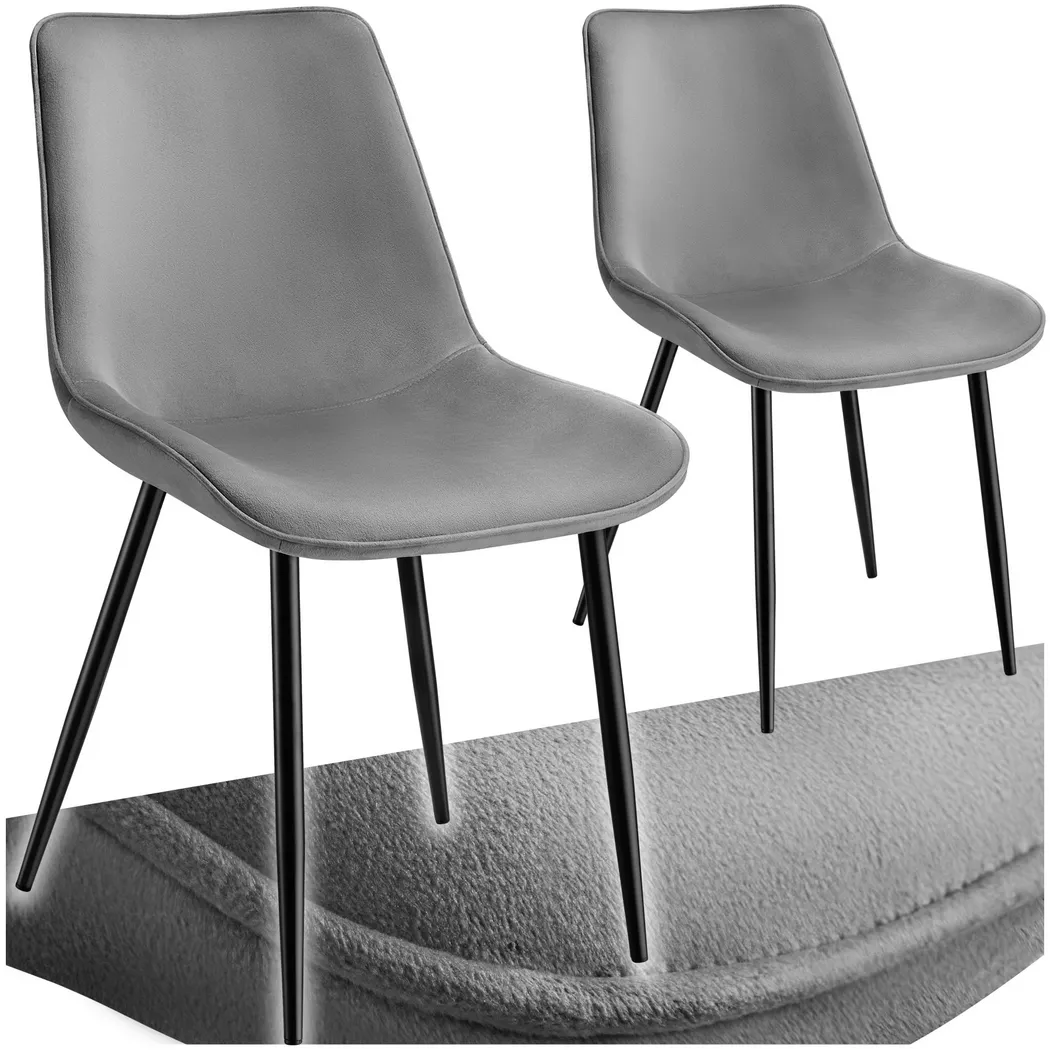 Tectake - Lot de chaises MONROE rembourrées aspect velours, 2 Stück, Gris