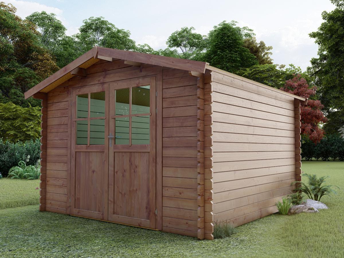 Vente-unique Gartenhaus - kesseldruckimprägniertem Holz - 9,91m² - Stärke 28 mm - HORTUSA  