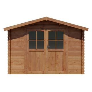 Vente-unique Gartenhaus - kesseldruckimprägniertem Holz - 9,91m² - Stärke 28 mm - HORTUSA  