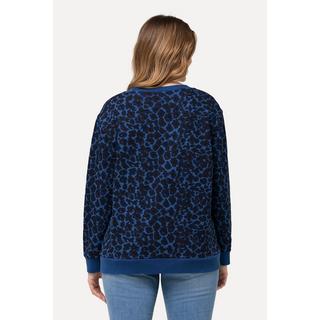 Ulla Popken  Sweat-shirt à manches longues et col rond. Mélange coton-modal avec motif léopard. 