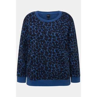 Ulla Popken  Sweat-shirt à manches longues et col rond. Mélange coton-modal avec motif léopard. 