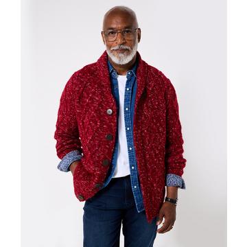 Stilvolle Zopfmuster-Strickjacke mit Knebelknöpfen