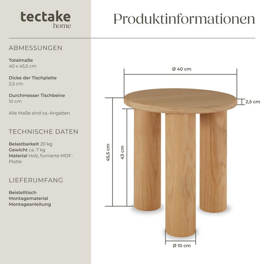 Tectake Table d'appoint SISI ronde  