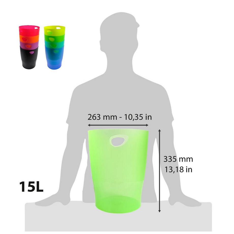 Exacompta Papierkorb Ecobin, 15 Liter, Linicolor - x 8  