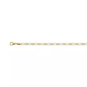 Bracelet fantasy bicolore or jaune/or blanc 750, 3.9mm, 19cm