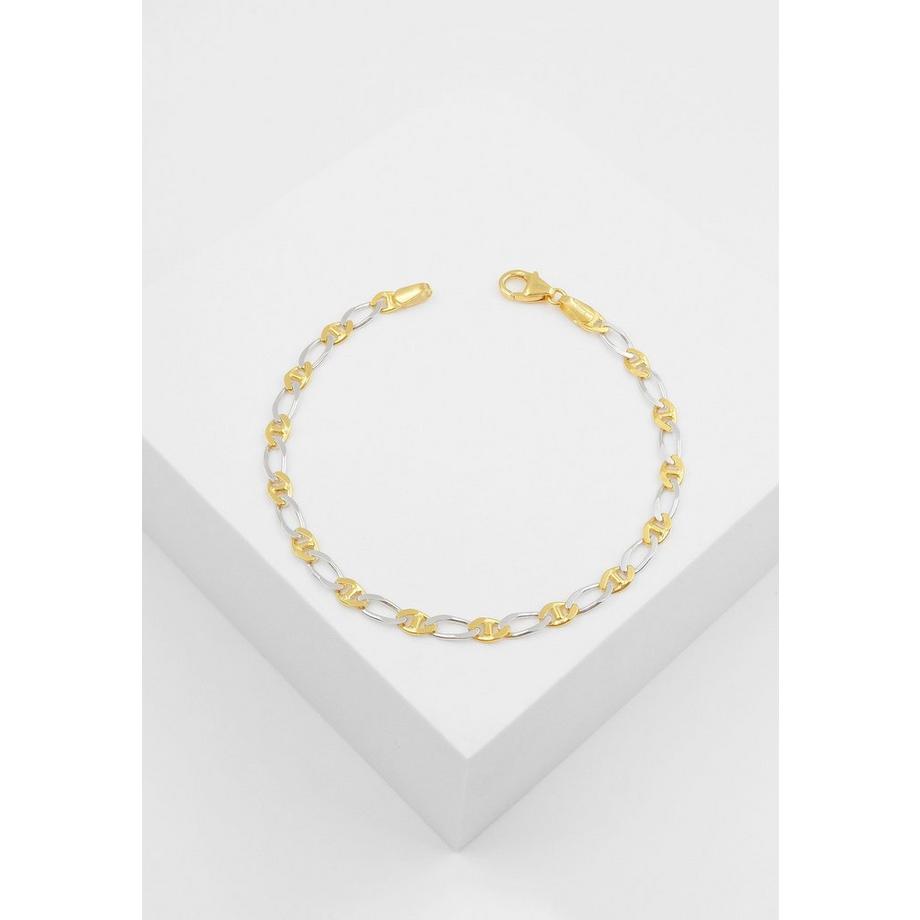 MUAU Schmuck  Bracelet fantasy bicolore or jaune/or blanc 750, 3.9mm, 19cm 