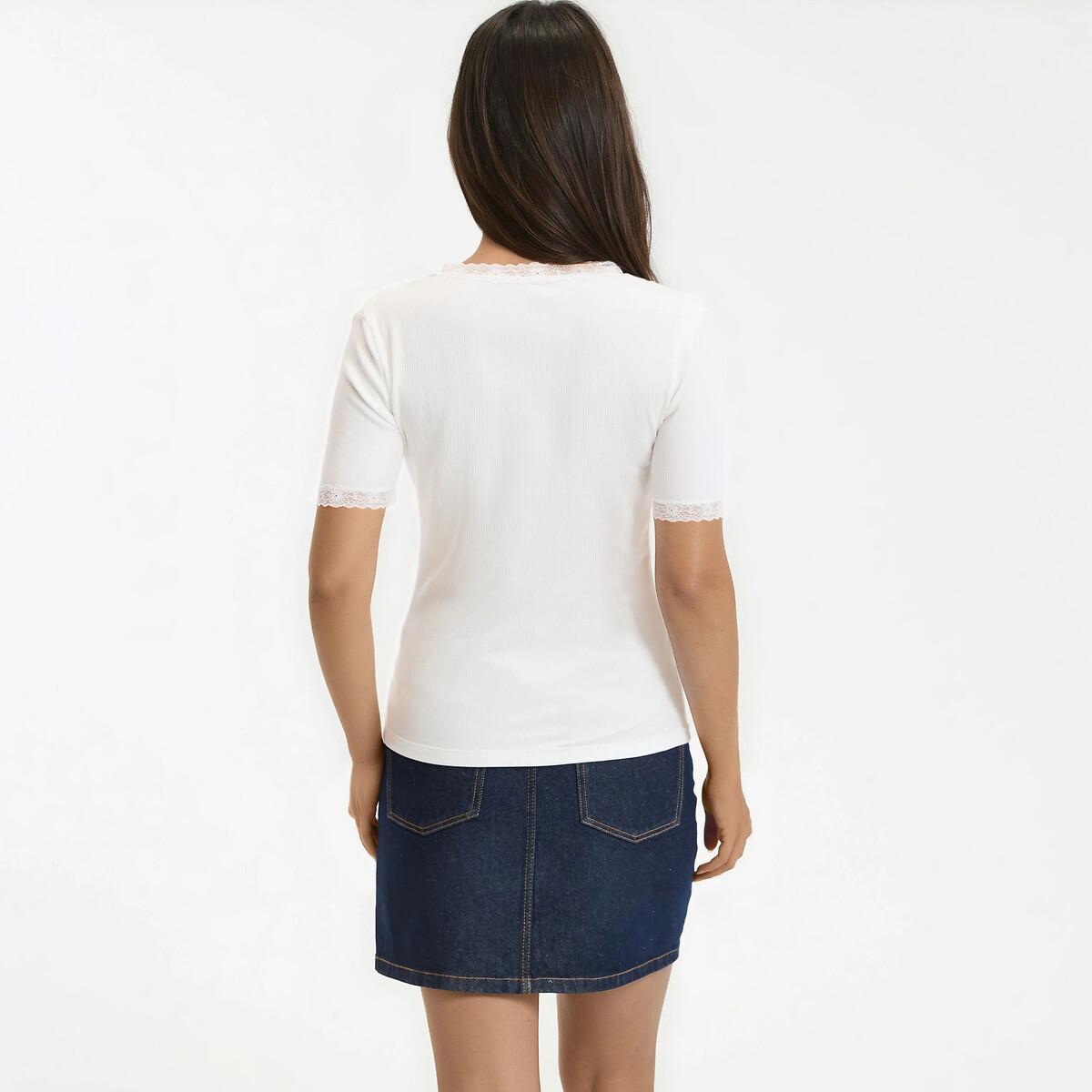 La Redoute Collections T-Shirt Scollo a V Dettagli in Pizzo  