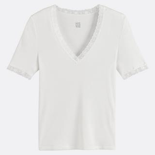 La Redoute Collections T-Shirt Scollo a V Dettagli in Pizzo  