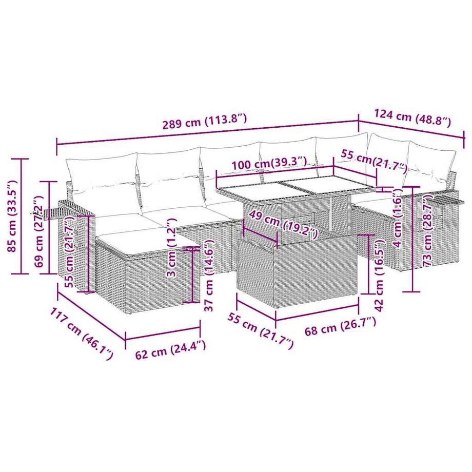 VidaXL Gartensofa set poly-rattan  