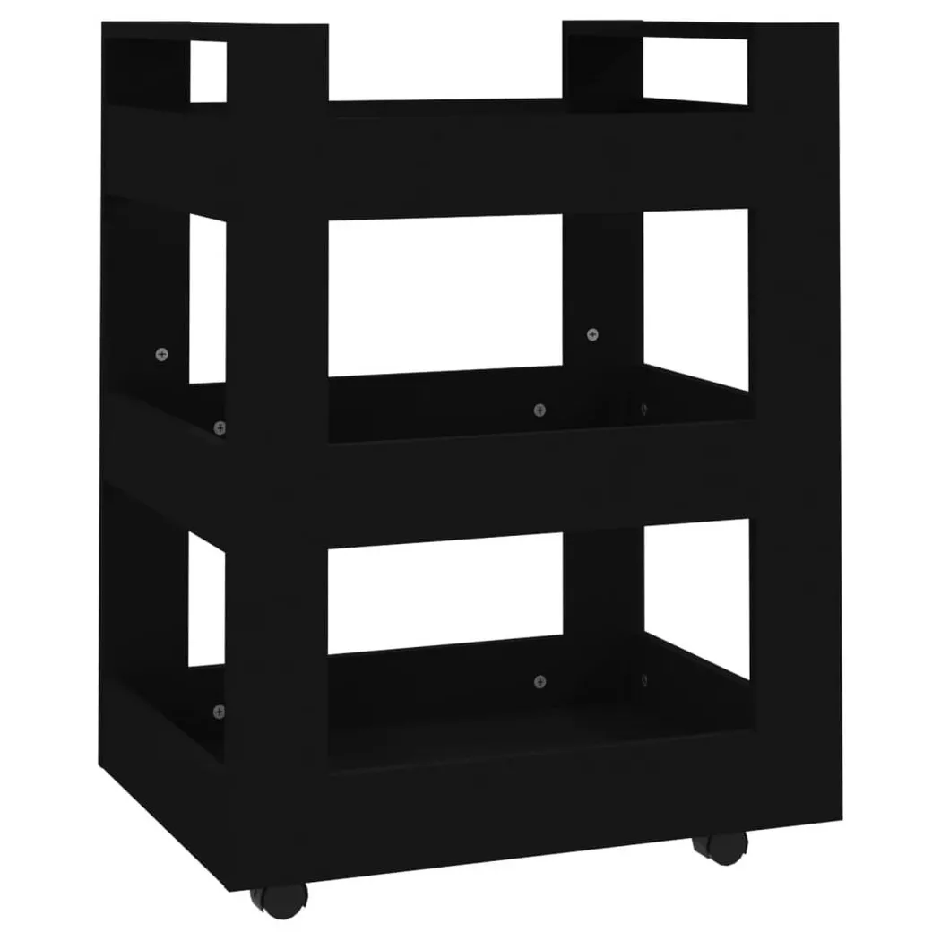 Chariot de cuisine Noir 60x45x80 cm Bois d ingénierie