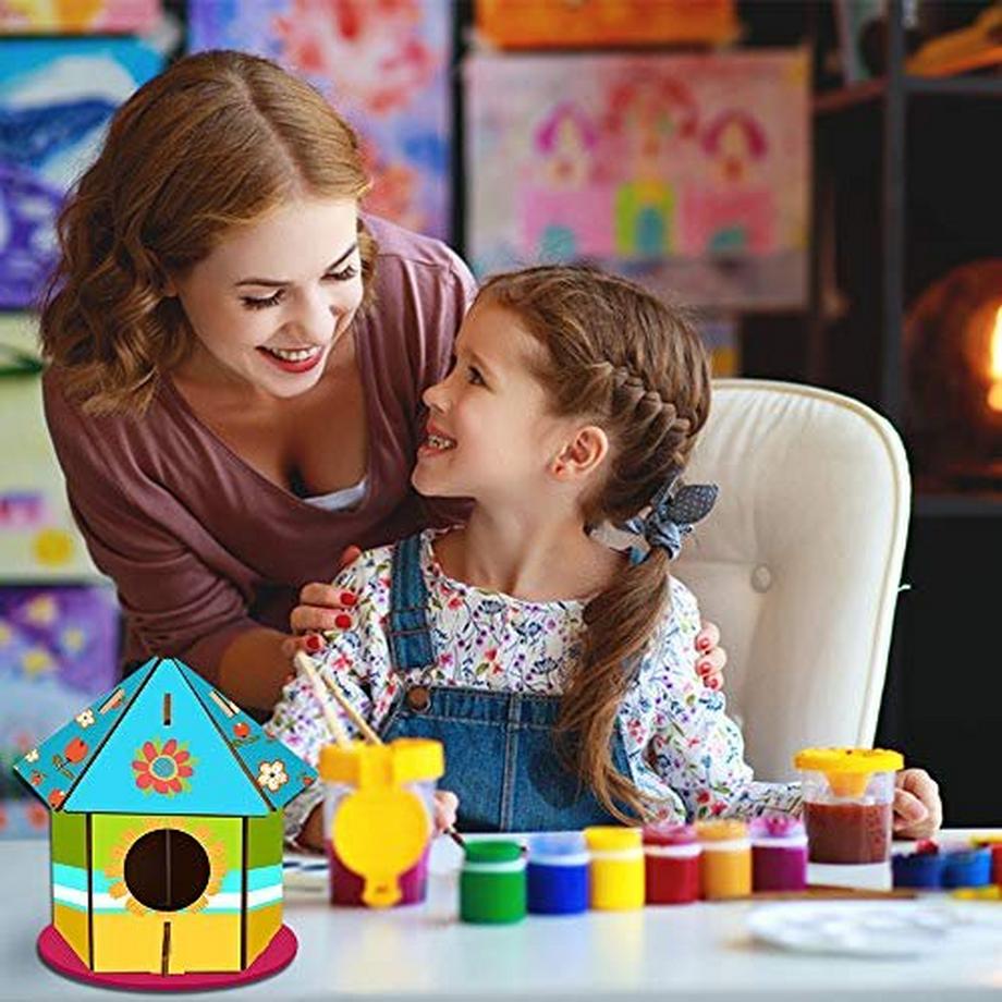 Activity-board  Vogelhaus Bausatz Kinder, Vogelhaus Basteln Kinder mit 3 Vogelhaus selbst bemalen 