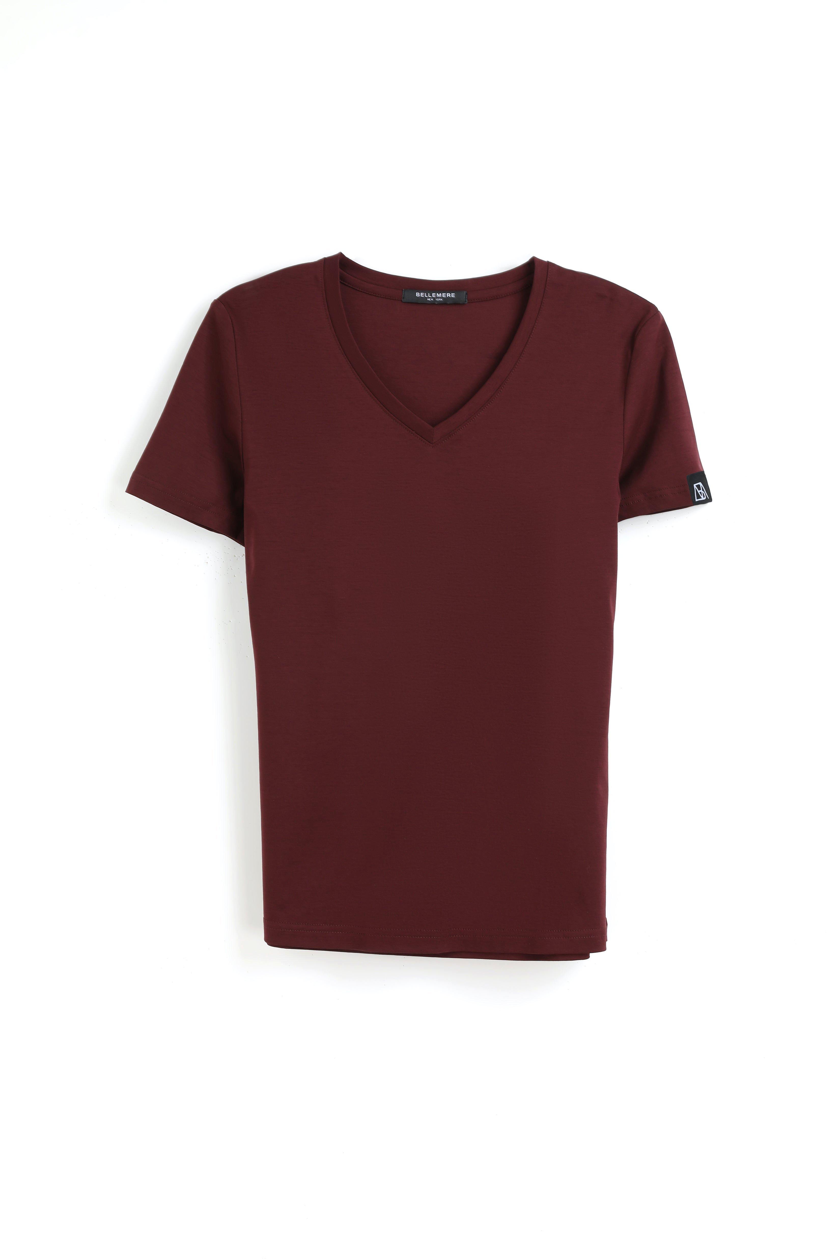 Bellemere New York  Grand T-Shirt aus Baumwolle mit V-Ausschnitt, 160 g 