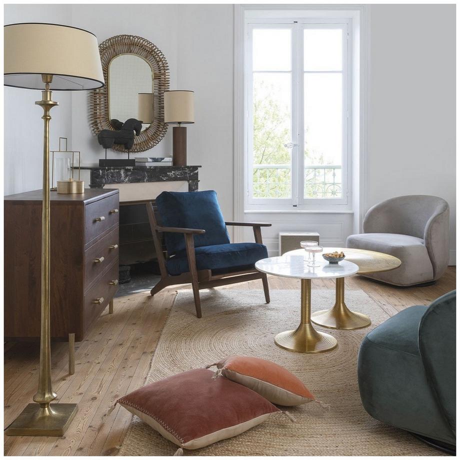 Blanc d'Ivoire Sessel Jules abziehbar Samt dunkelblau  