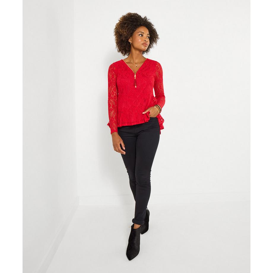 Joe Browns Stretch Spitzen Top mit Jerseyfutter  