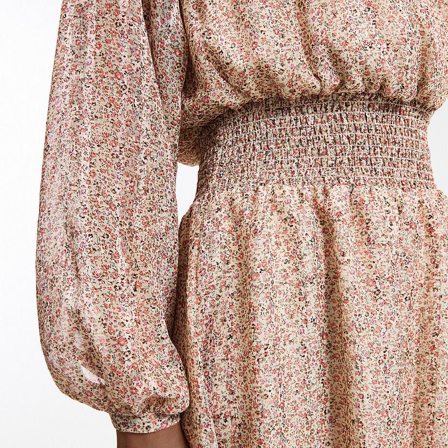 La Redoute Collections Robe courte imprimé floral manches longues à col victorien  