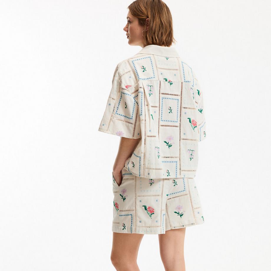 La Redoute Collections Camicia maniche corte ricamata e traforata  