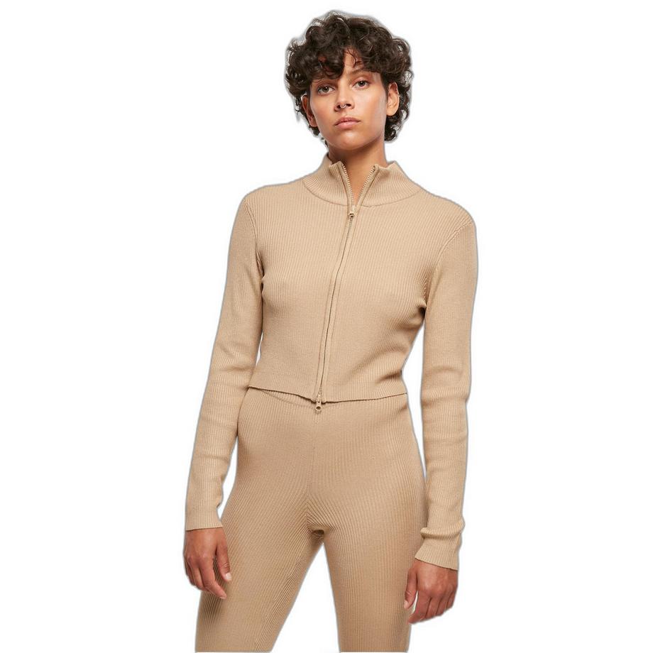 URBAN CLASSICS Cardigan court zippé en tricot côtelé  