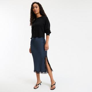 La Redoute Collections Gonna dritta in raso con dettaglio in pizzo  