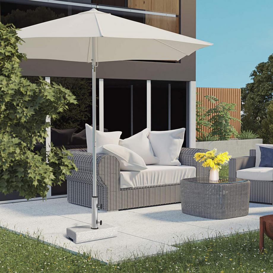 Northio Pied de parasol 25kg pied pour parasol demi-rond avec mât Ø 32/38/48 mm, pied de parasol pour jardin, balcon, granit, gris 45 x 22,5 x 40 cm Aosom  