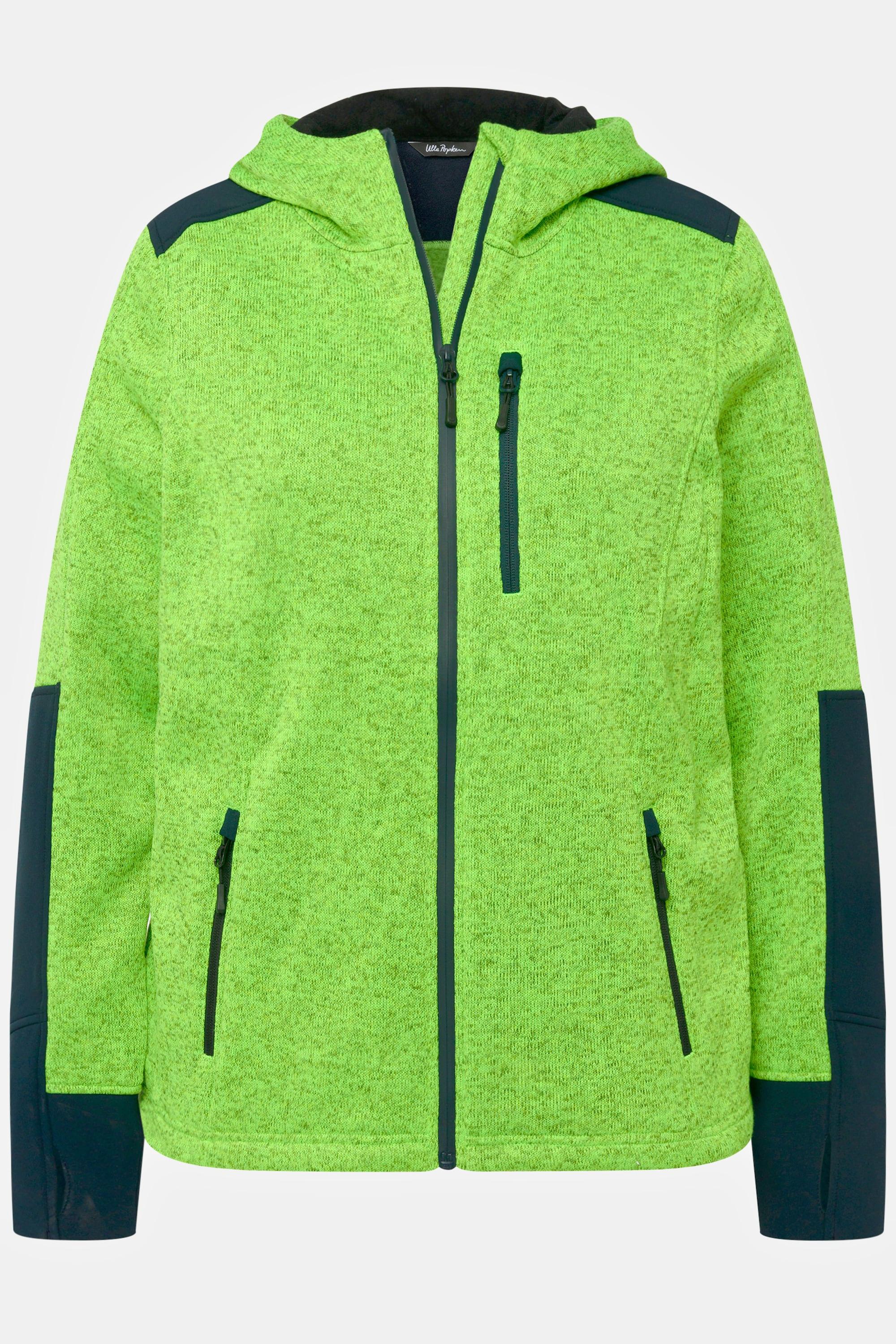 Ulla Popken  Fleecejacke, Reflektordruck, Kapuze, Daumenloch 