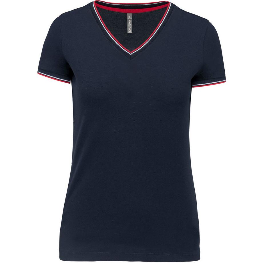 damen-t-shirt maie piquée v-ausschnitt