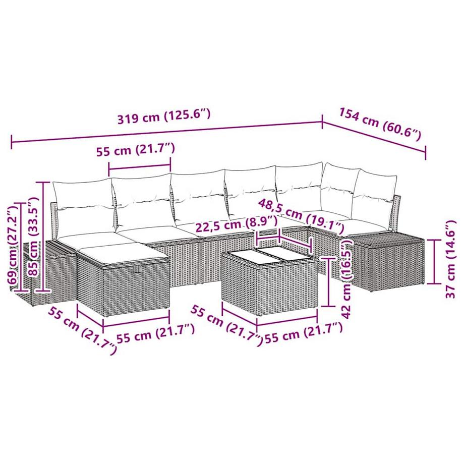 VidaXL Gartensofa-set poly-rattan  