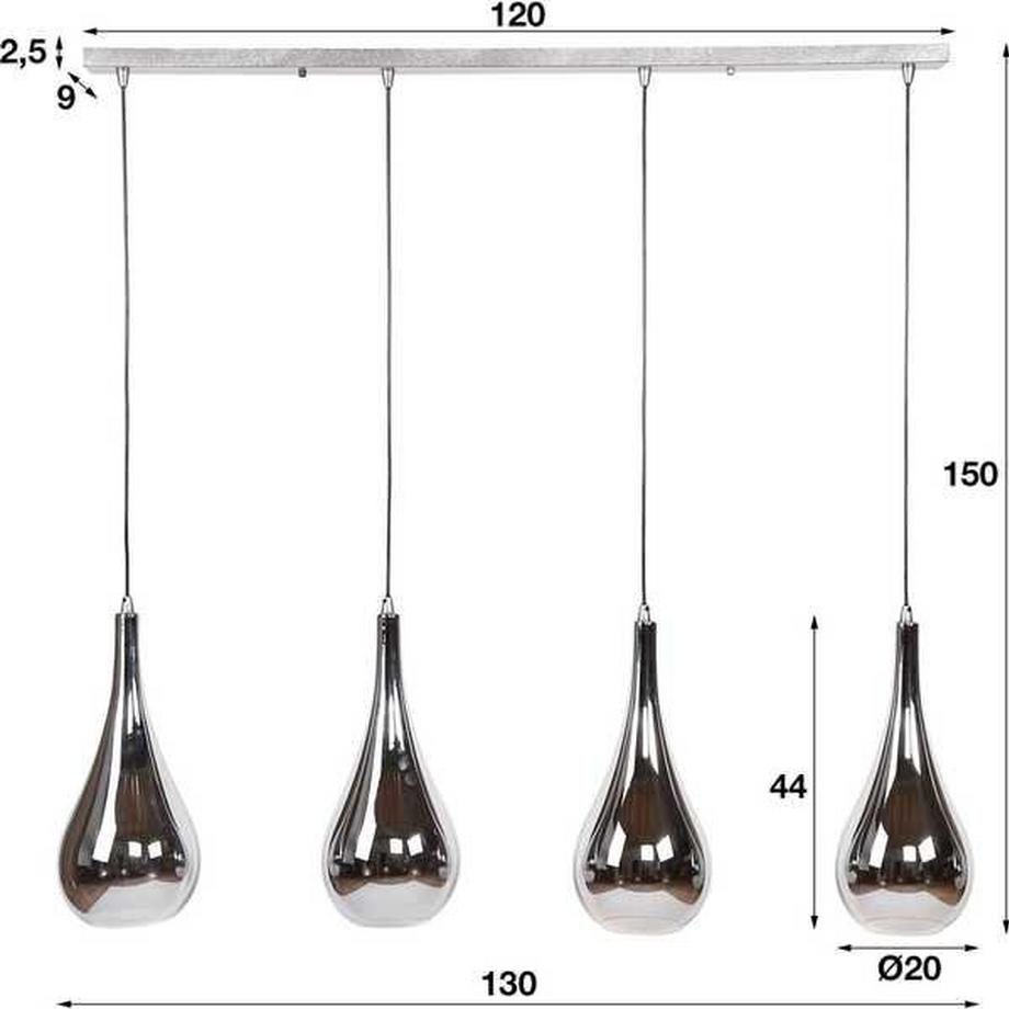 mutoni Hängelampe Silver Drop 4L chromed glass  