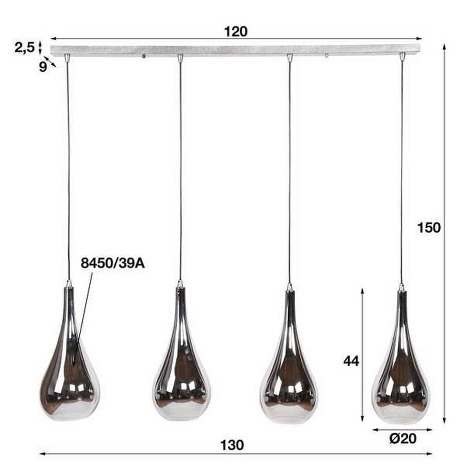 mutoni Hängelampe Silver Drop 4L chromed glass  