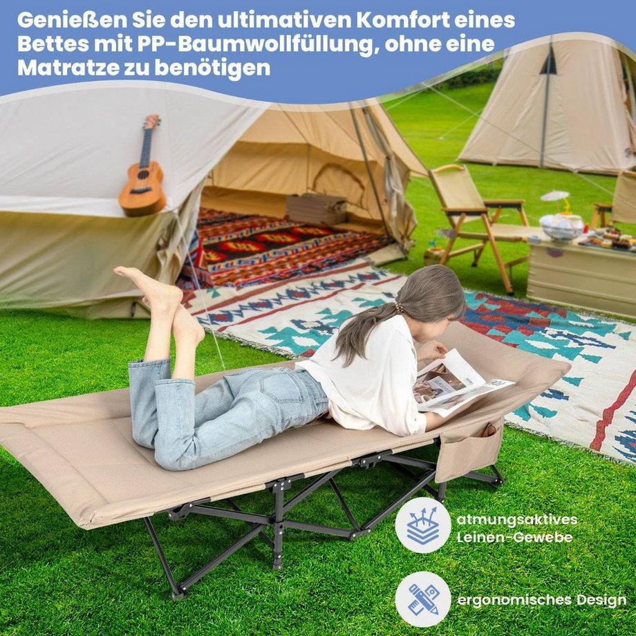 Northix  Lit de camping pliant avec poche latérale 