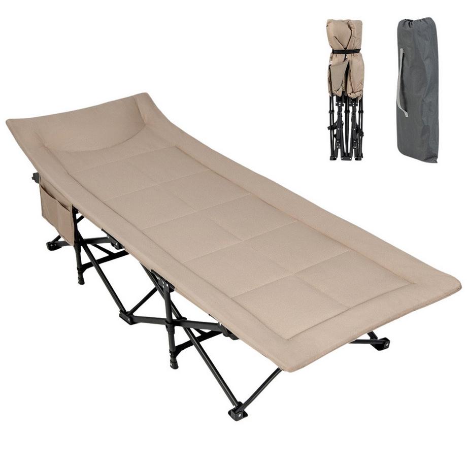 Lit de camping pliant avec poche latérale