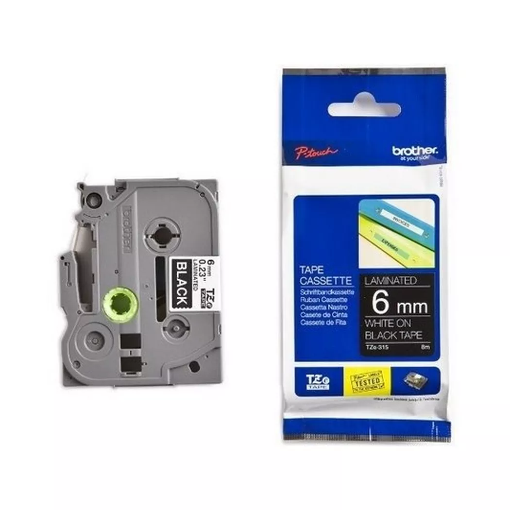 PTOUCH Ruban, laminé blanc/noir TZe-315 PT-1280VP 6 mm