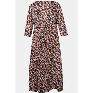 Ulla Popken  Jerseykleid, Punkte, Carree-Ausschnitt, 3/4-Arm 