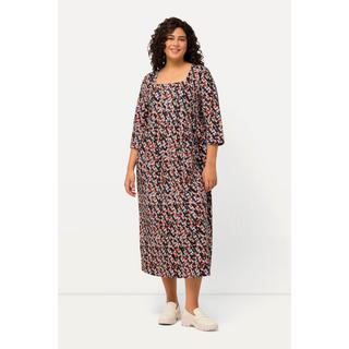 Ulla Popken Jerseykleid Punkte Carree-Ausschnitt 3/4-Arm  