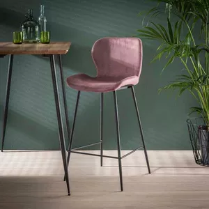 Barhocker Samt Rundrohr Osaka Velvet rosa