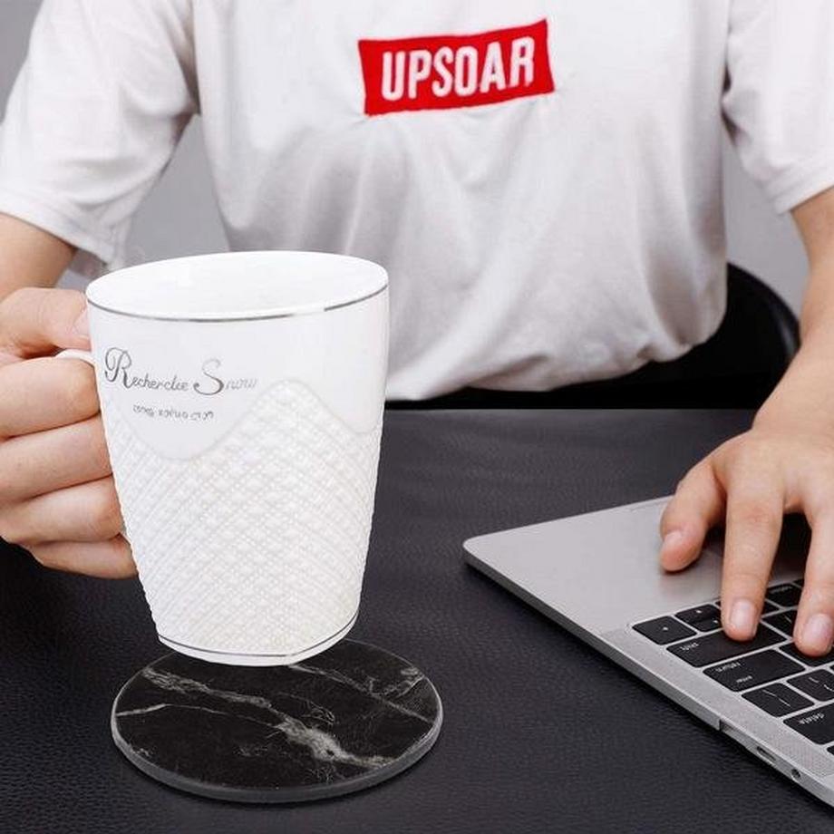 Northio 6x Untersetzer mit Halter - Rund - Schwarz  